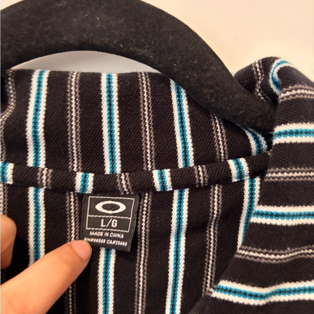 Vintage Oakley Striped Polo Shirt - Large - Picture 5 of 9